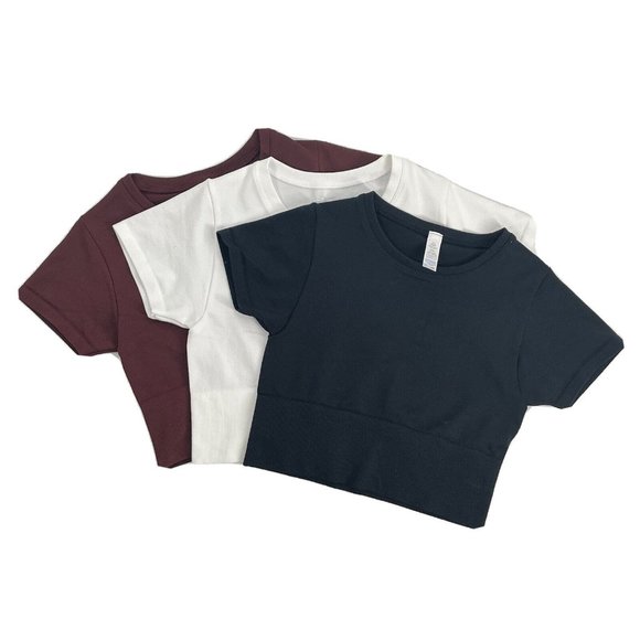 aerie Tops - Bundle of Aerie Ribbed Crop Tee Shirts Sz S Black White Brown